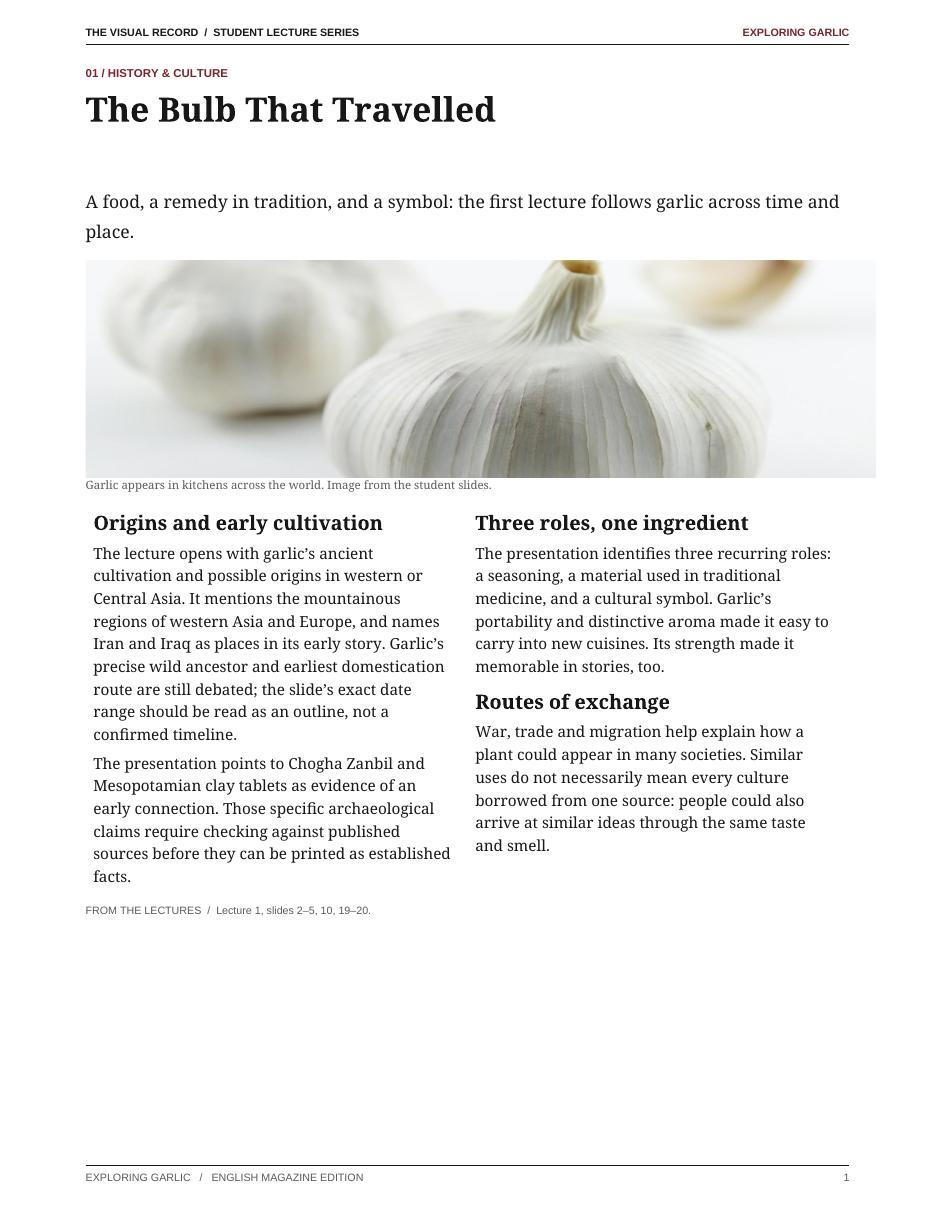 Cover page of the Exploring Garlic course magazine