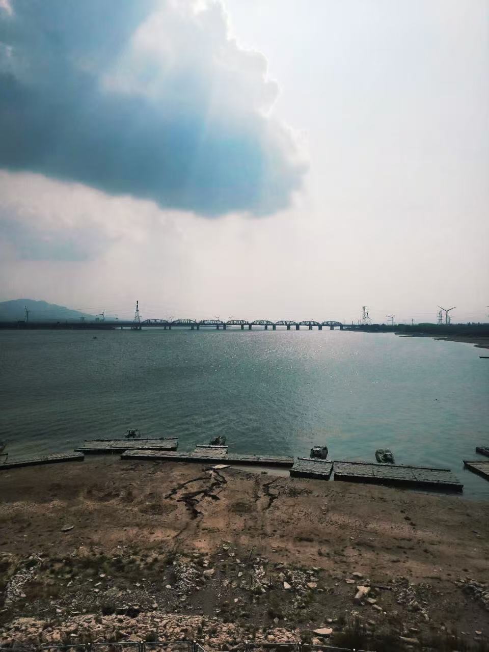 Long bridge across the reservoir