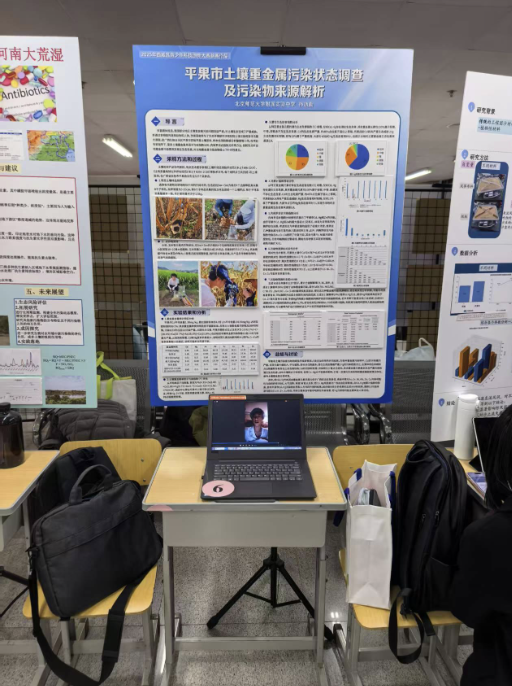Research poster on heavy-metal contamination and source analysis in Pingguo soils